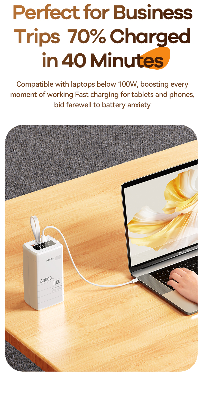 Remax RPP-650 60,000 mAh 100W PD & QC Power Bank (Mini Power Station) – Laptop & Multi-Device Fast Charger