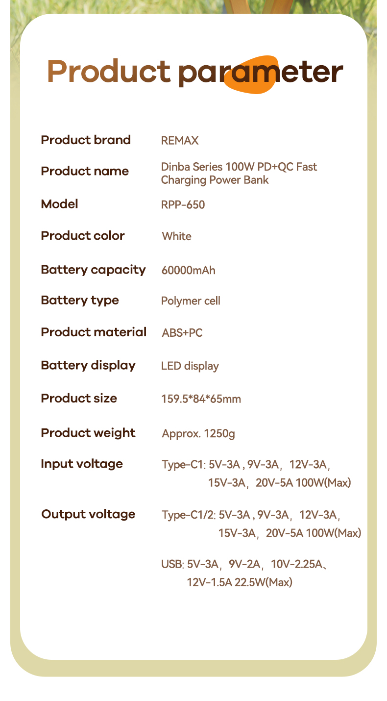 Remax RPP-650 60,000 mAh 100W PD & QC Power Bank (Mini Power Station) – Laptop & Multi-Device Fast Charger