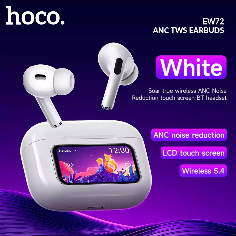 Hoco EW72 ANC TWS Earbuds with Touch Screen - Color White