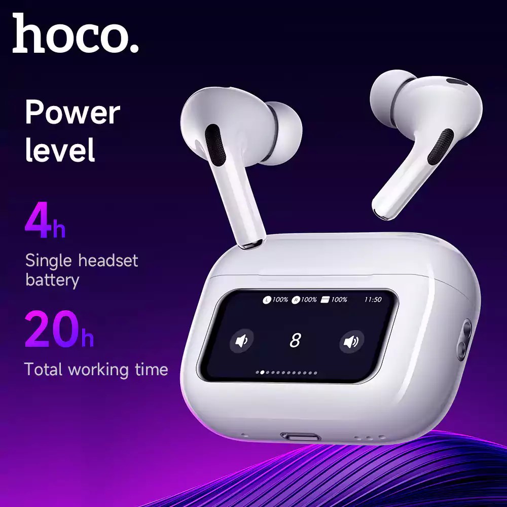 Hoco EW72 ANC TWS Earbuds with Touch Screen - Color White