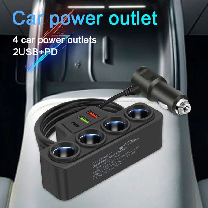 Car Charger USB C, Multiport USB C Charger Adapter with 30W QC 3.0 Port , 120W High-Speed Car Charging Station & Port Extender