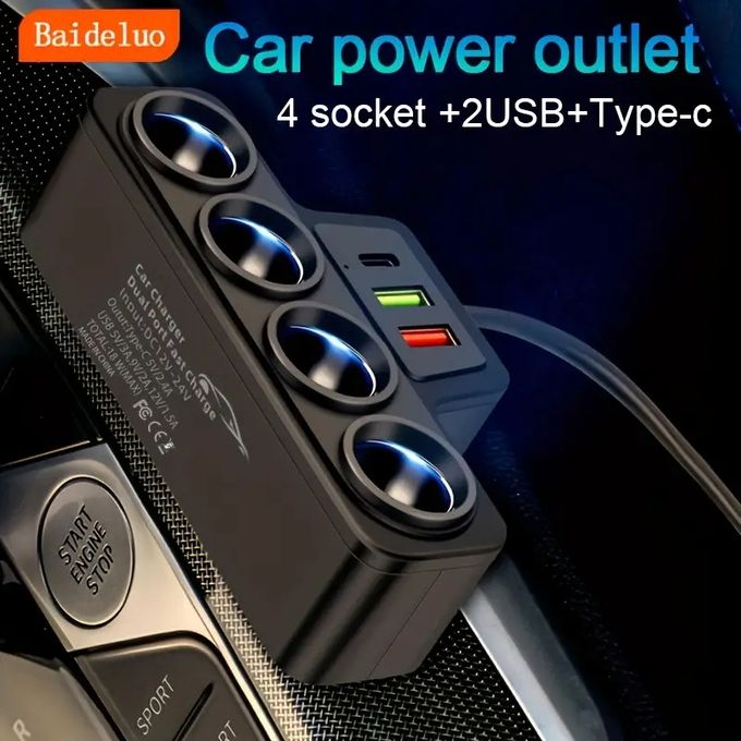 Car Charger USB C, Multiport USB C Charger Adapter with 30W QC 3.0 Port , 120W High-Speed Car Charging Station & Port Extender