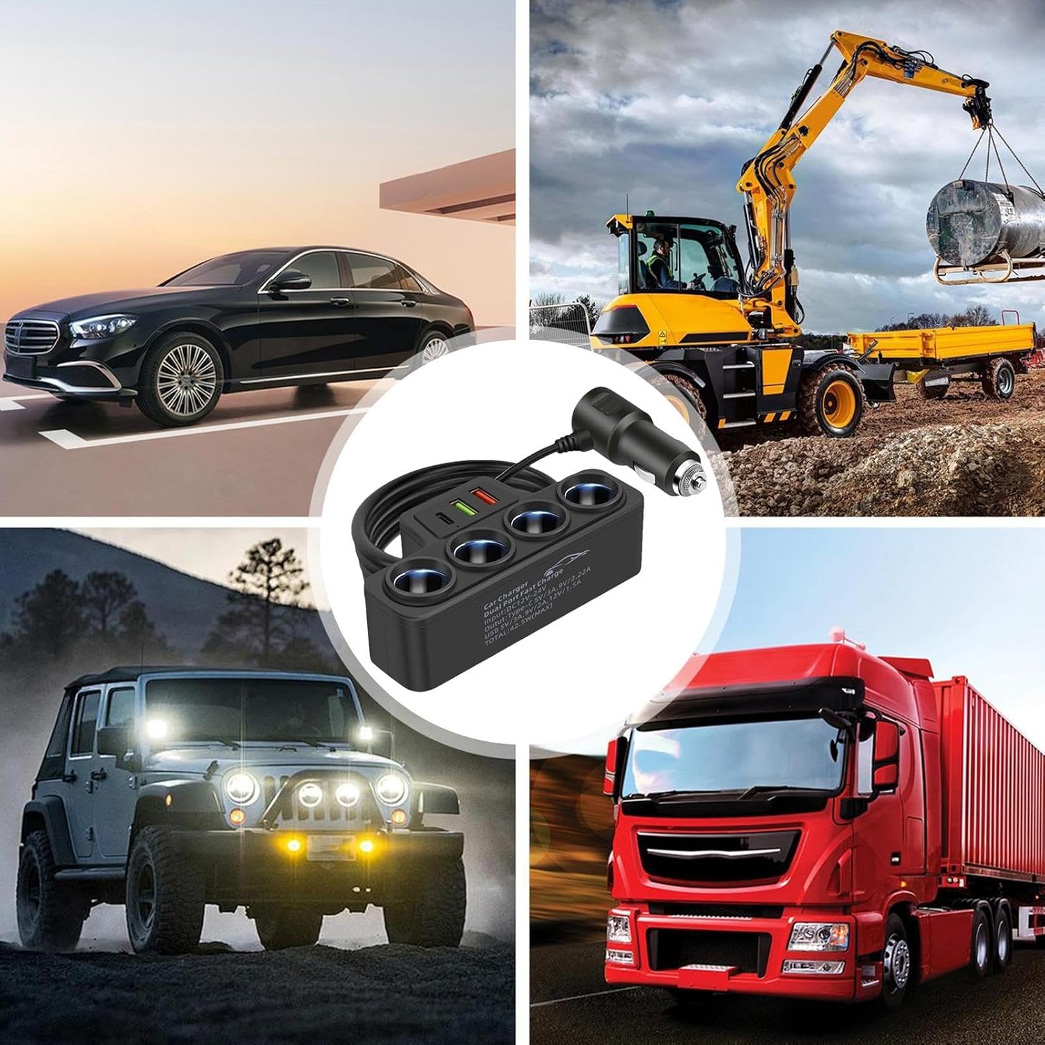 Car Charger USB C, Multiport USB C Charger Adapter with 30W QC 3.0 Port , 120W High-Speed Car Charging Station & Port Extender