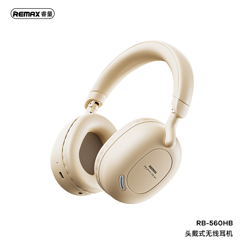 Remax RB-560HD Wireless Headset – Where Style Meets Superior Sound Beige Color