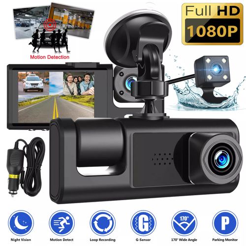 Ultimate Dash Camera for Car Security – 2 - Inch Dual Front and Inside 1080P Recorder with WDR, Night Vision, G-Sensor, and Auto Lock