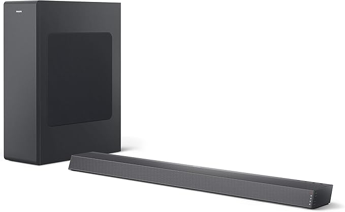 Philips B6305 SoundBar with Wireless Subwoofer – 140W, 2.1 Channel, Dolby Audio, HDMI ARC, Ultra-Slim Design with Built-In Wall Mounts, Black